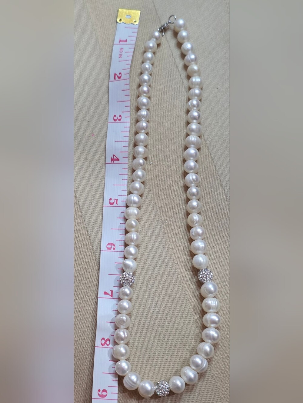 Genuine White baroque pearls W/ a sterling silver 925 clasp 18 In Wedding Pearls - Picture 4 of 5